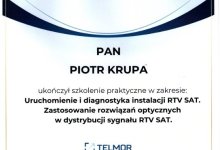 Certyfikat instalacje rtv-sat i światlowodowe