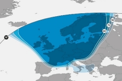 zasięg satelity Astra 2A (wiązka north beam)