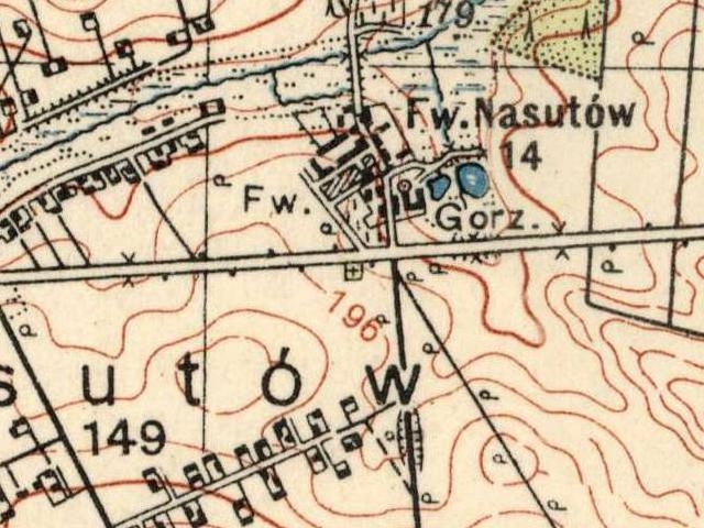 Cmentarz z I wojny w Nasutowie zaznaczony na mapach-WIG