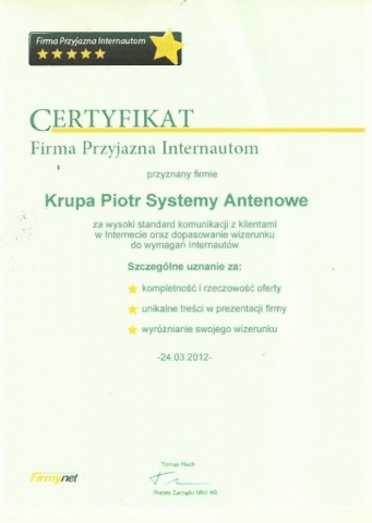 Certyfikat - Firmy-net
