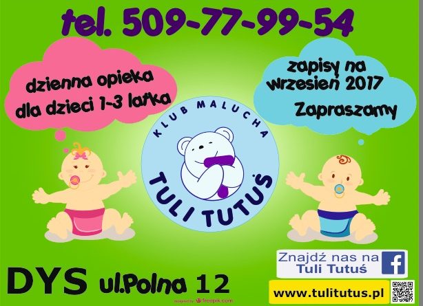 Wkrótce w Dysie rozpocznie działalność Klub Malucha TULI TUTUŚ