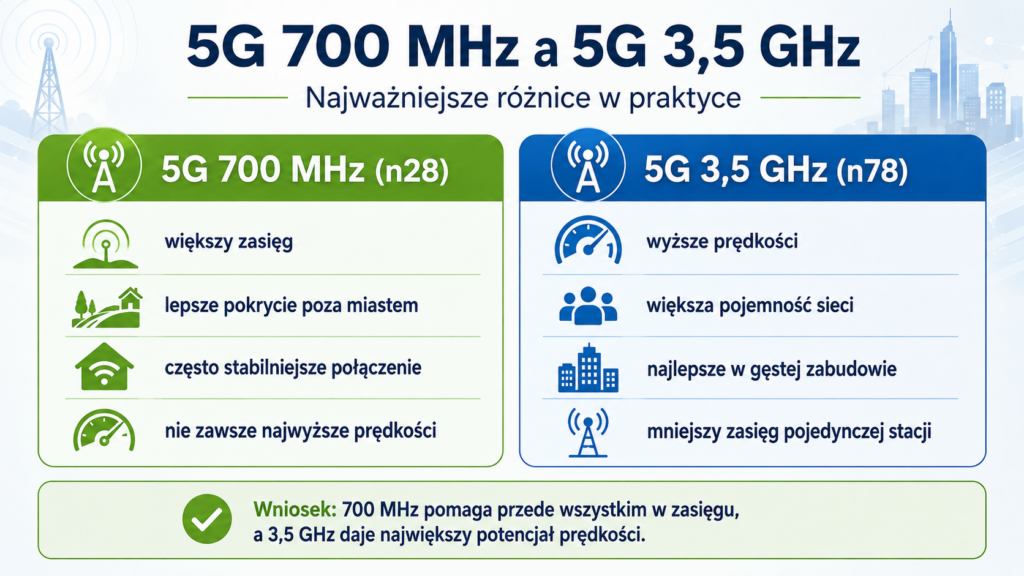 Porównanie 5G 700 MHz i 3,5 GHz