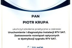 Certyfikat instalacje rtv-sat i światlowodowe